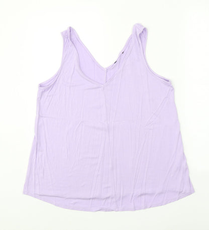 George Womens Purple Viscose Basic Tank Size 12 V-Neck