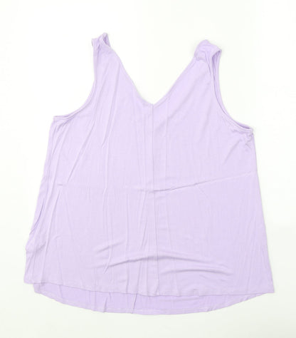 George Womens Purple Viscose Basic Tank Size 12 V-Neck