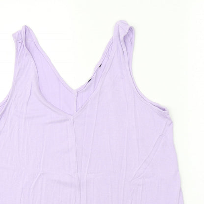 George Womens Purple Viscose Basic Tank Size 12 V-Neck