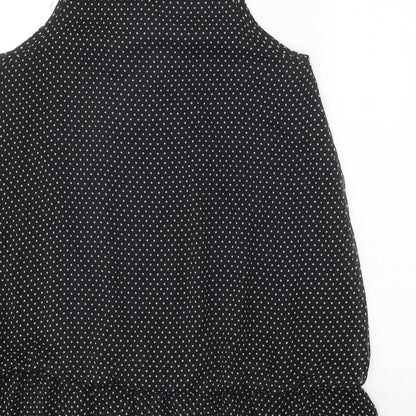 Mela London Womens Black Polka Dot Polyester A-Line Size L V-Neck Tie