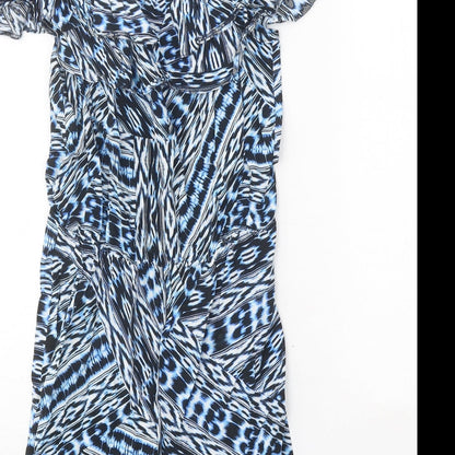 F&F Womens Blue Geometric Viscose Playsuit One-Piece Size 8 Pullover