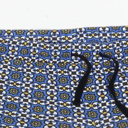 Topshop Womens Blue Geometric Polyester Sweat Shorts Size 10 Regular Drawstring