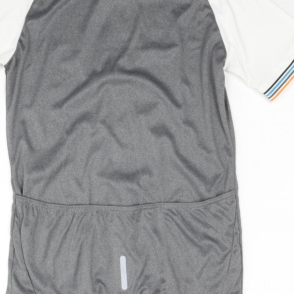 Crane Womens Grey Colourblock Polyester Basic T-Shirt Size 8 V-Neck Zip - Size 8-10