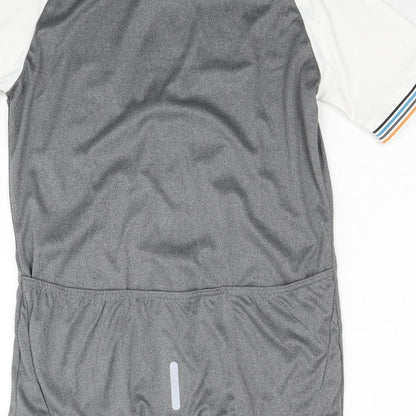 Crane Womens Grey Colourblock Polyester Basic T-Shirt Size 8 V-Neck Zip - Size 8-10