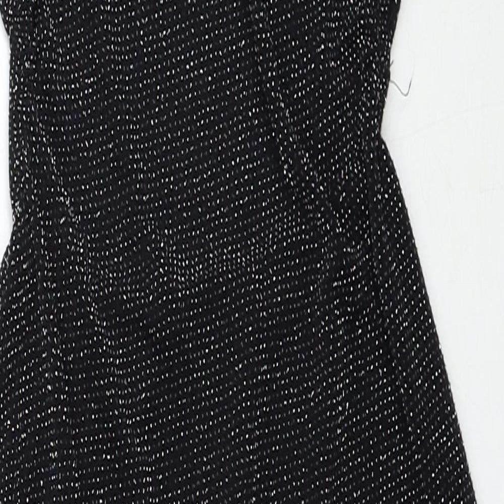 Boohoo Womens Black Nylon Pencil Dress Size 8 Square Neck Pullover