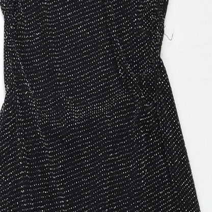 Boohoo Womens Black Nylon Pencil Dress Size 8 Square Neck Pullover