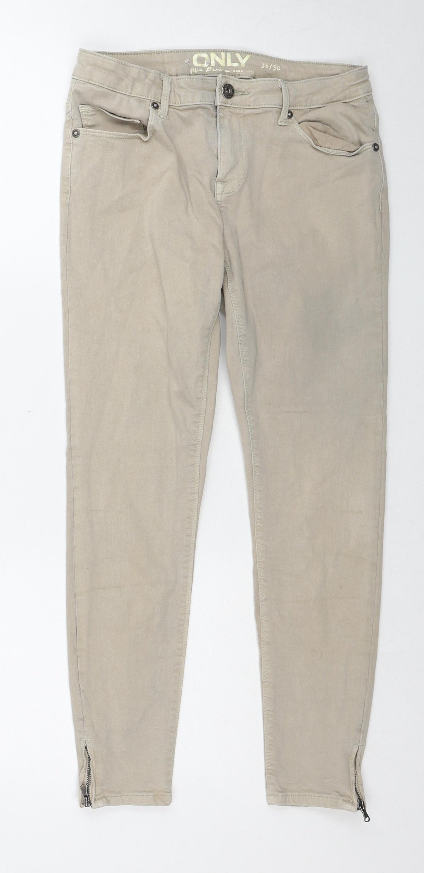 Only Womens Beige Cotton Skinny Jeans Size 8 L30 in Regular Zip