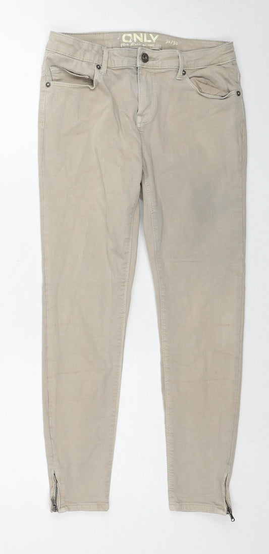 Only Womens Beige Cotton Skinny Jeans Size 8 L30 in Regular Zip