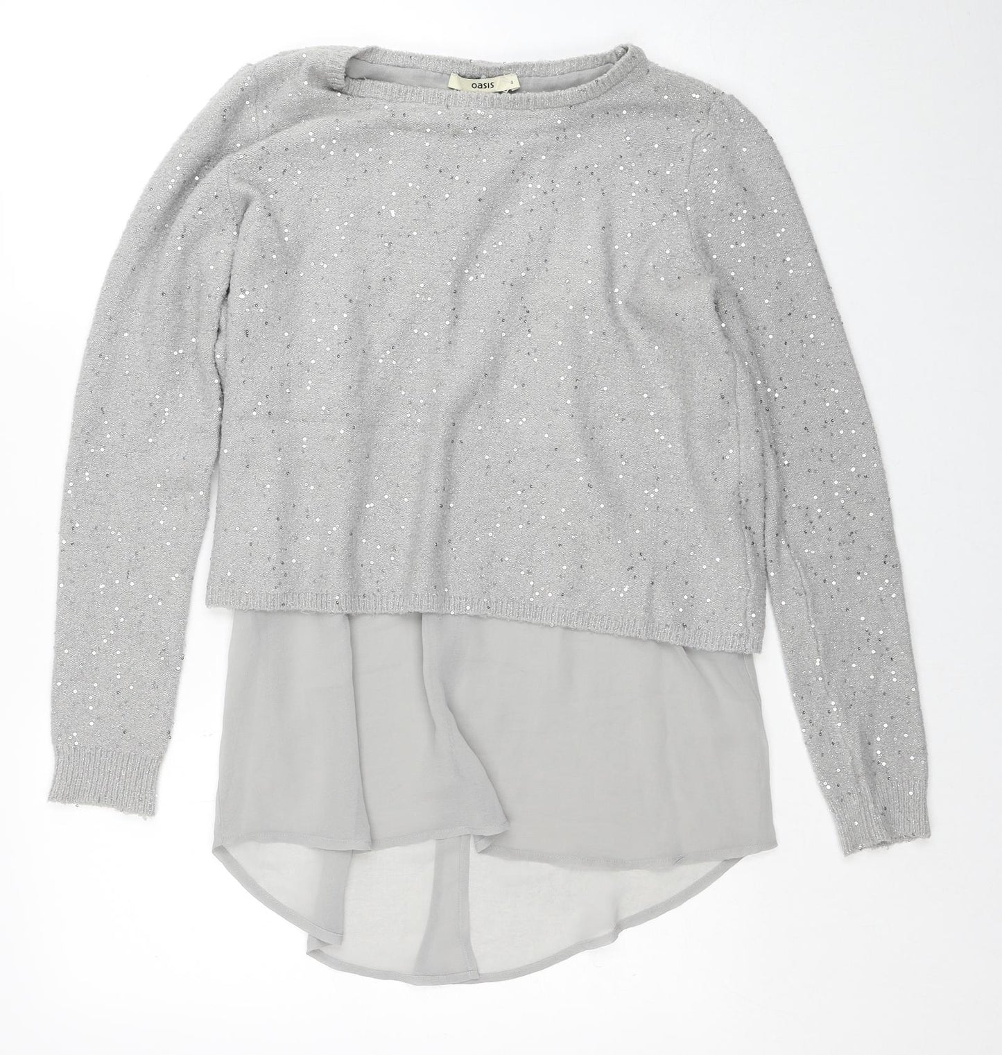 Womens UK Size S Oasis Grey Pullover Jumper