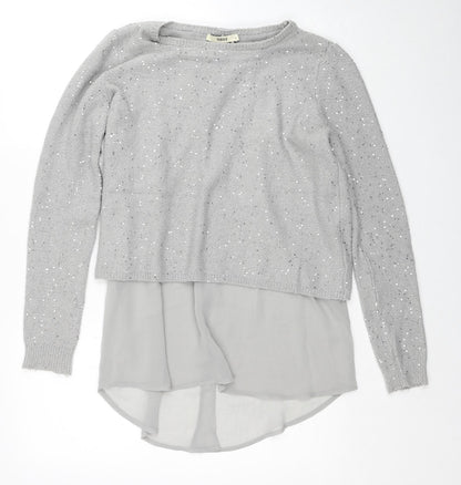 Womens UK Size S Oasis Grey Pullover Jumper