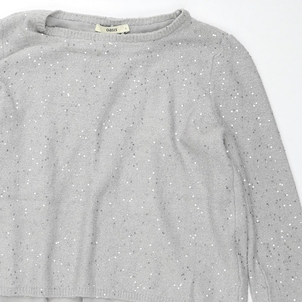 Womens UK Size S Oasis Grey Pullover Jumper