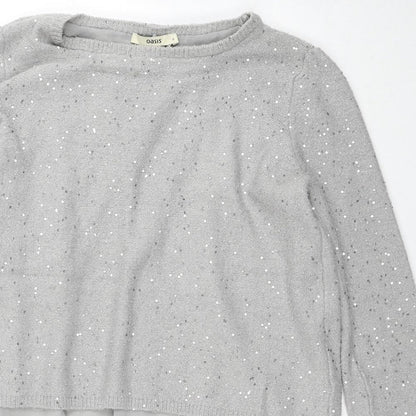 Womens UK Size S Oasis Grey Pullover Jumper