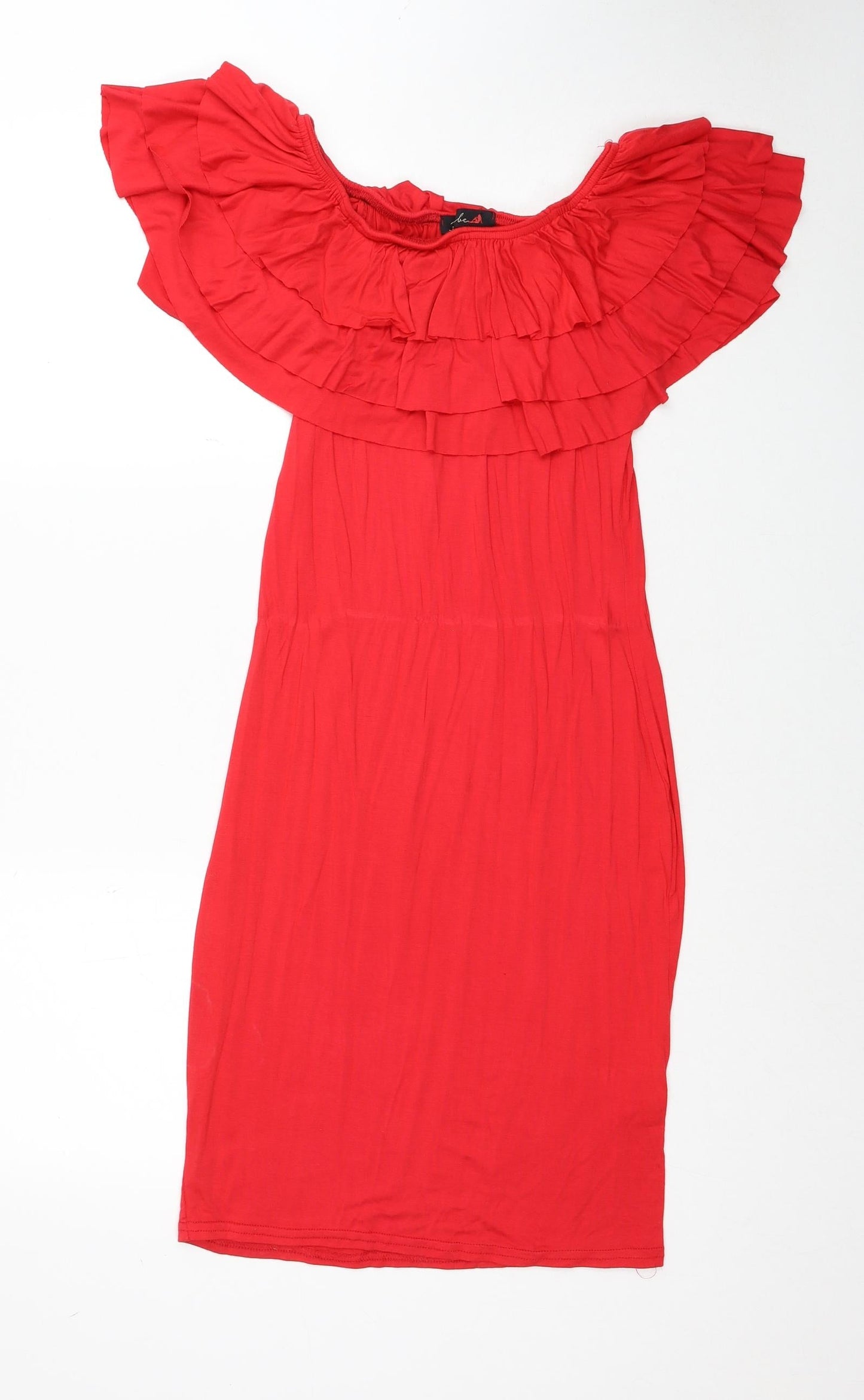 Babe Womens Red Viscose A-Line Size 10 Boat Neck