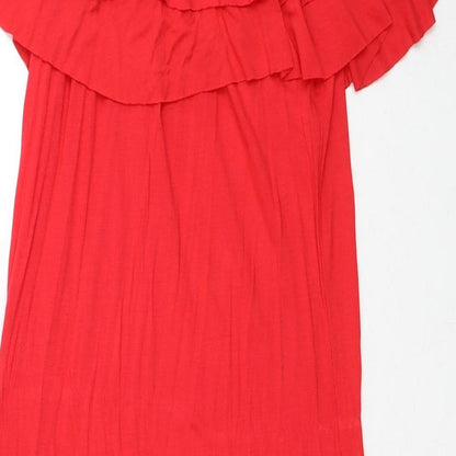 Babe Womens Red Viscose A-Line Size 10 Boat Neck