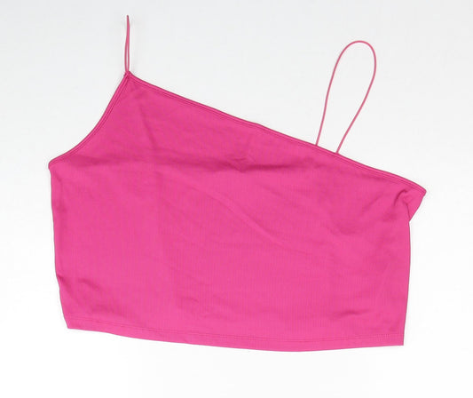 Primark Womens Pink Polyester Cropped Tank Size 2XL Square Neck - Ribbed