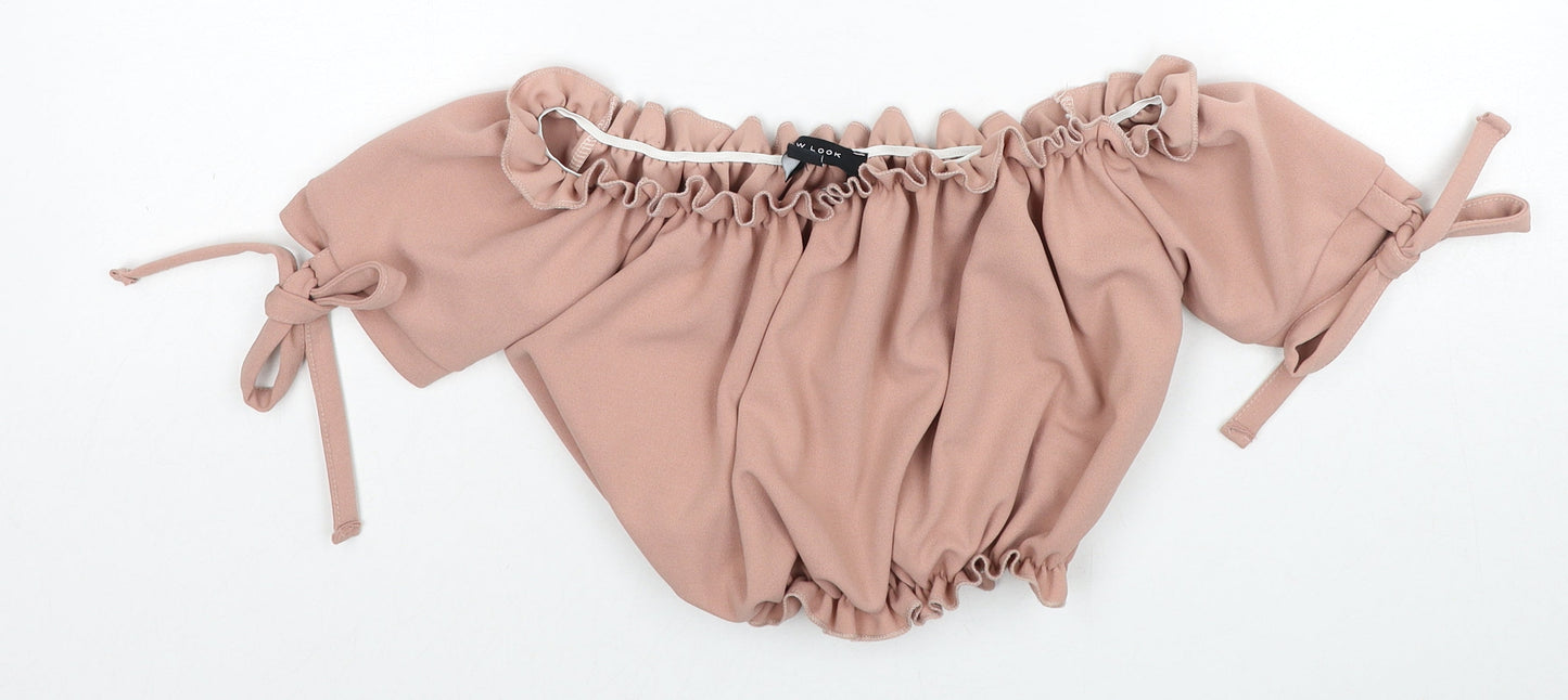 Womens UK Size 8 New Look Beige Cropped Blouse