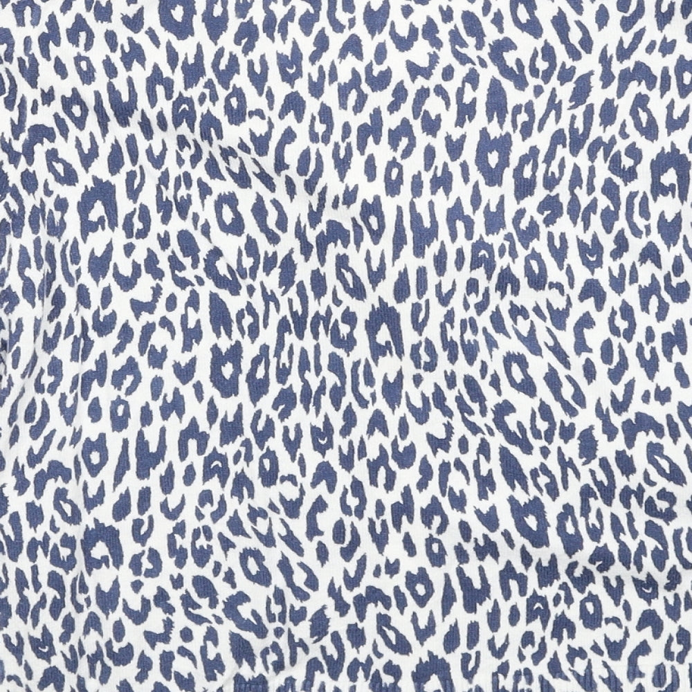 Gap Womens Blue V-Neck Animal Print Cotton Cardigan Jumper Size M - Leopard Print