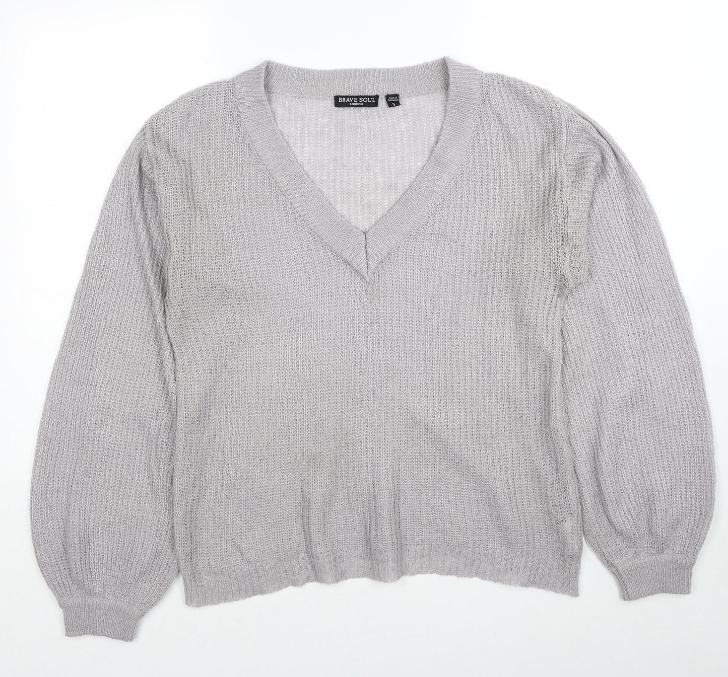 Womens UK Size S Brave Soul Grey Pullover Jumper