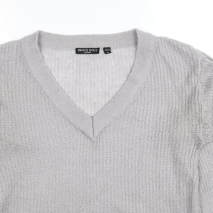 Womens UK Size S Brave Soul Grey Pullover Jumper