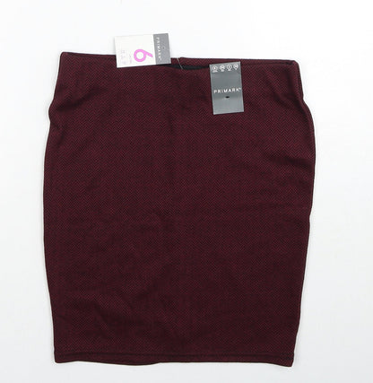 Primark Womens Red Geometric Polyester Straight & Pencil Skirt Size 6