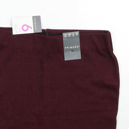 Primark Womens Red Geometric Polyester Straight & Pencil Skirt Size 6