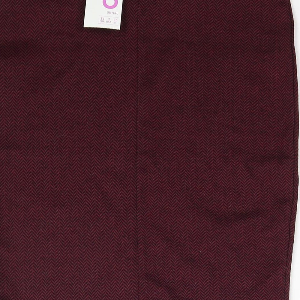 Primark Womens Red Geometric Polyester Straight & Pencil Skirt Size 6