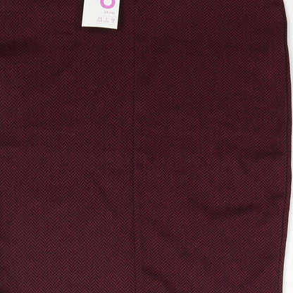 Primark Womens Red Geometric Polyester Straight & Pencil Skirt Size 6