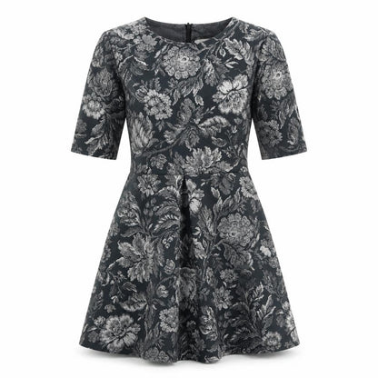 Warehouse Womens Green Floral Polyester A-Line Size 12 Round Neck Zip