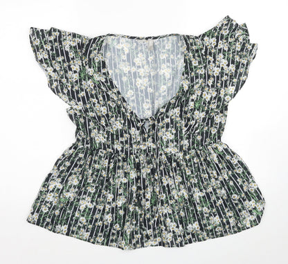 ASOS Womens Multicoloured Floral Polyester Basic Blouse Size 10 V-Neck