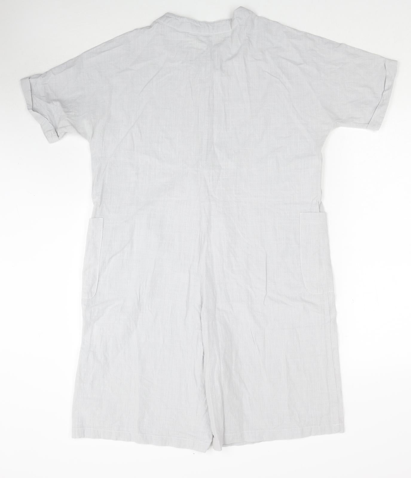 MissLook Womens Grey Cotton Romper One-Piece Size S Button