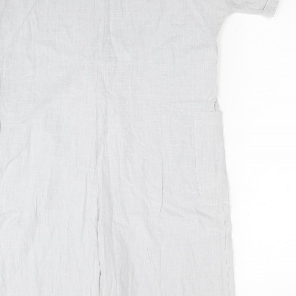 MissLook Womens Grey Cotton Romper One-Piece Size S Button