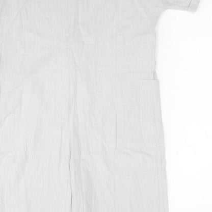 MissLook Womens Grey Cotton Romper One-Piece Size S Button