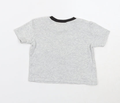 DC Comics Boys Grey Cotton Basic T-Shirt Size 3-6 Months Round Neck Snap - Batman