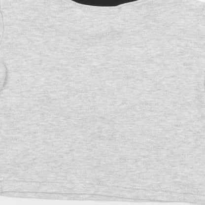 DC Comics Boys Grey Cotton Basic T-Shirt Size 3-6 Months Round Neck Snap - Batman