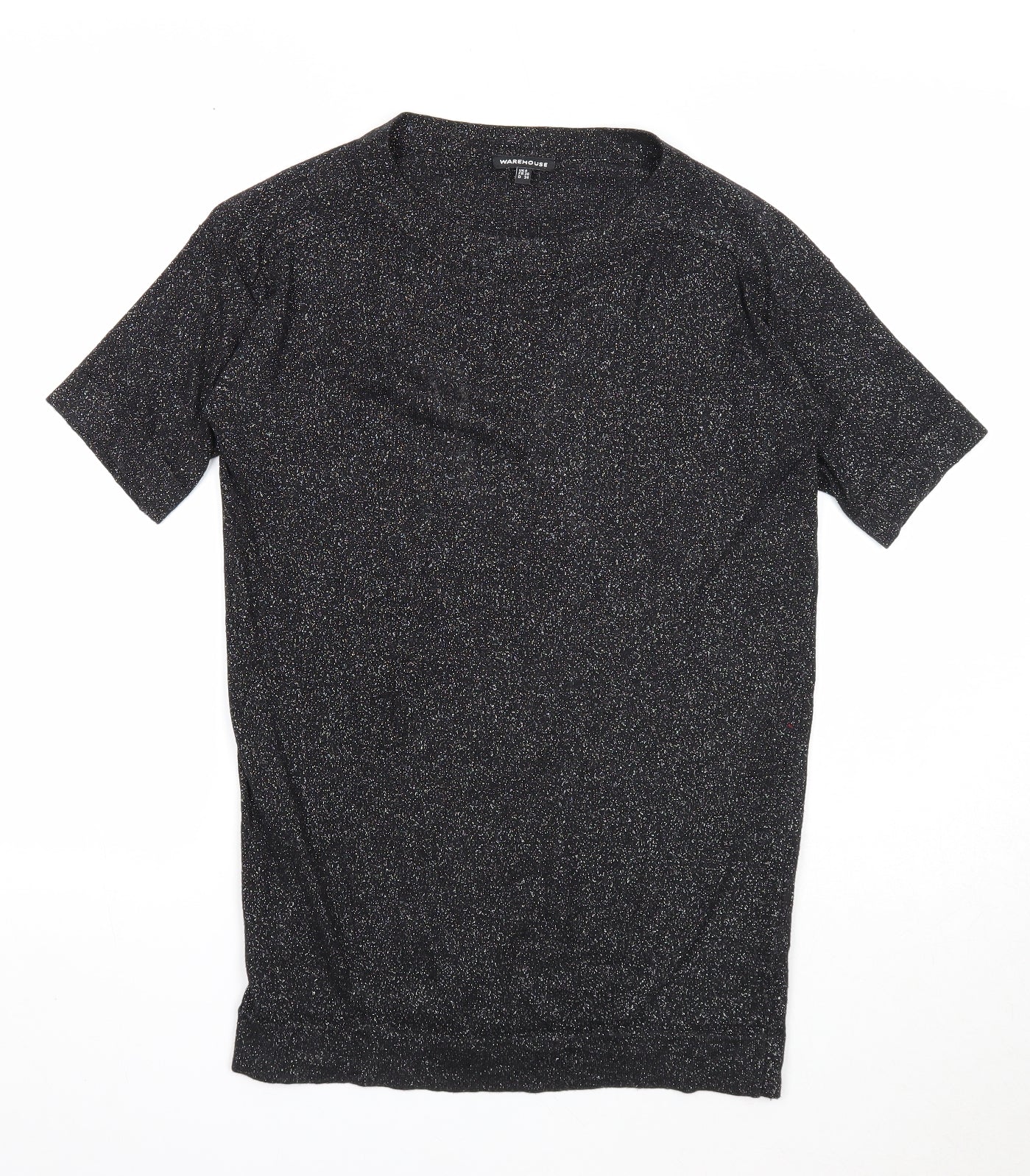 Womens UK Size 8 Warehouse Black Basic T-Shirt
