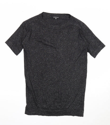 Womens UK Size 8 Warehouse Black Basic T-Shirt