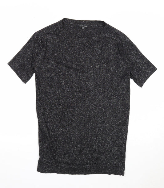Womens UK Size 8 Warehouse Black Basic T-Shirt