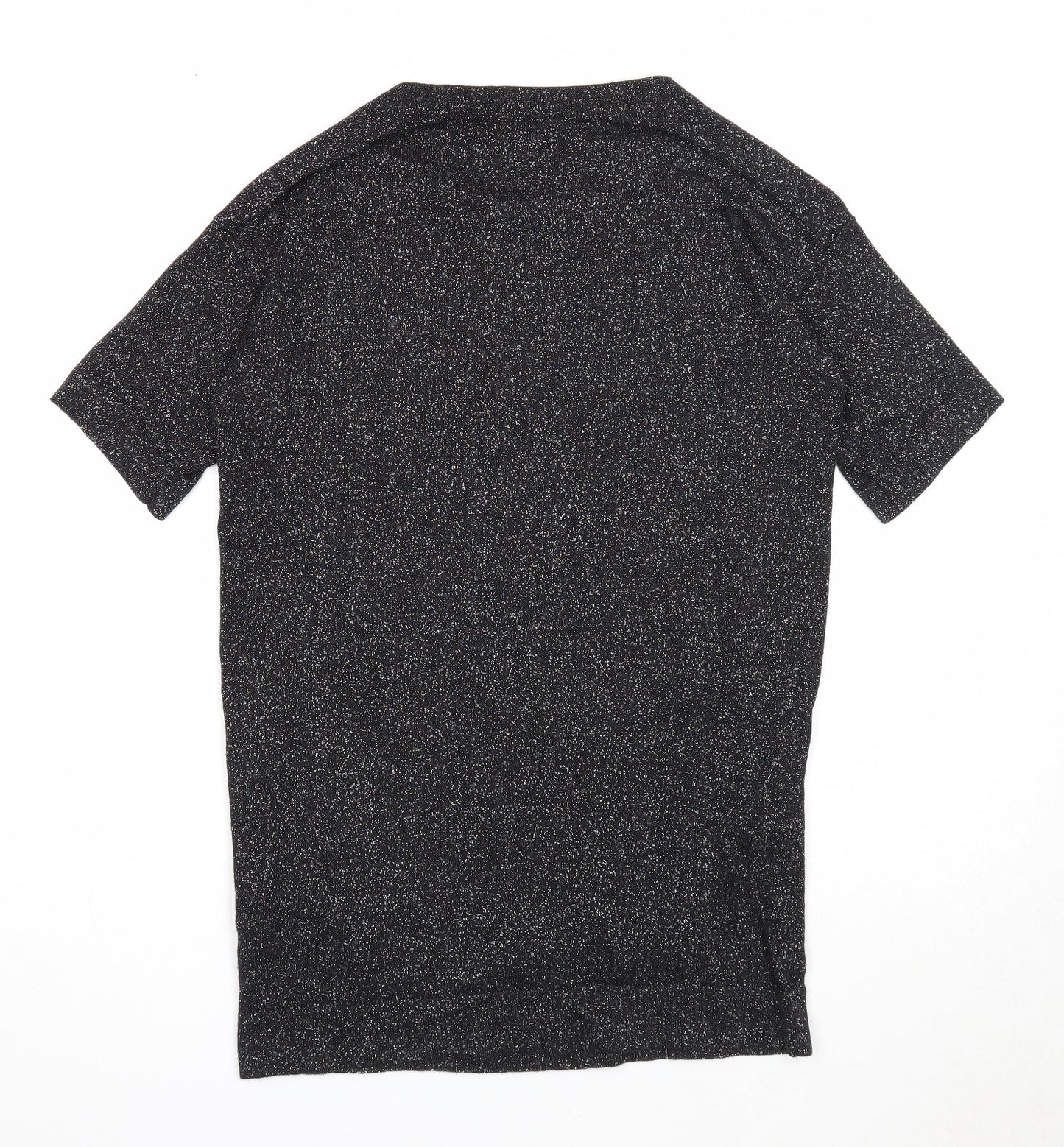 Womens UK Size 8 Warehouse Black Basic T-Shirt