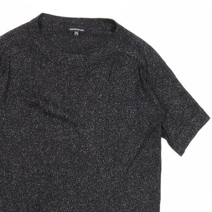 Womens UK Size 8 Warehouse Black Basic T-Shirt