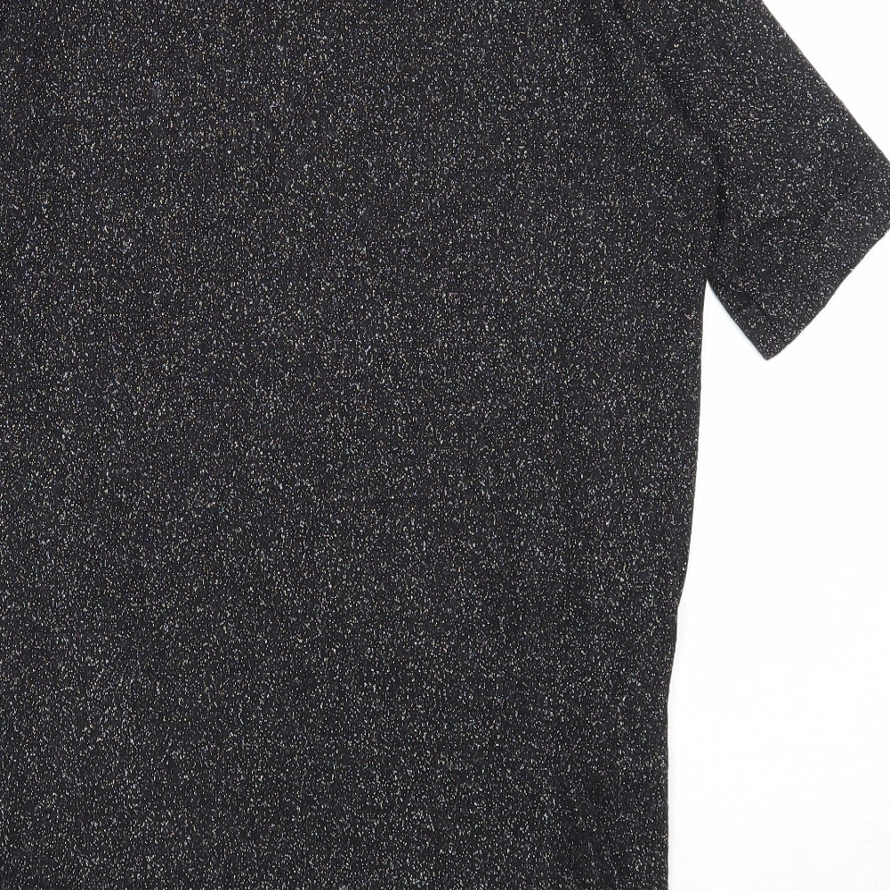 Womens UK Size 8 Warehouse Black Basic T-Shirt