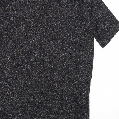 Womens UK Size 8 Warehouse Black Basic T-Shirt