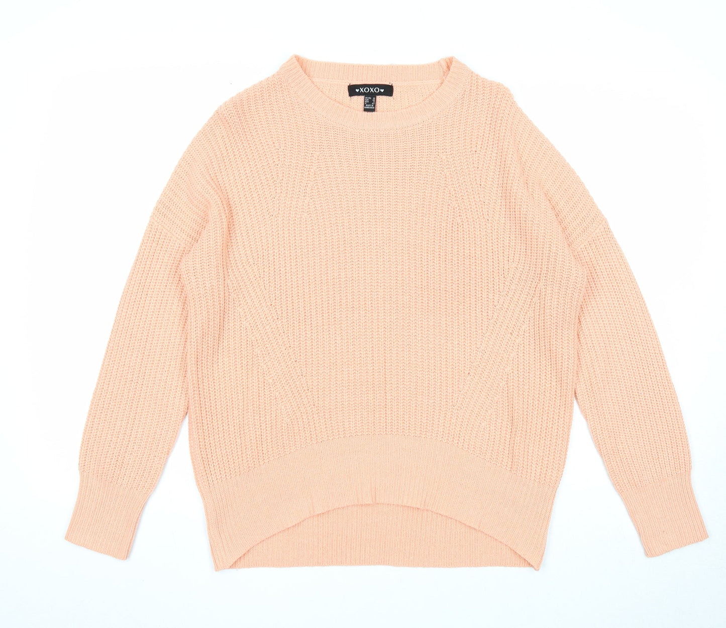 XOXO Womens Orange Round Neck Acrylic Pullover Jumper Size 10