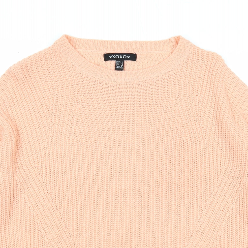 XOXO Womens Orange Round Neck Acrylic Pullover Jumper Size 10