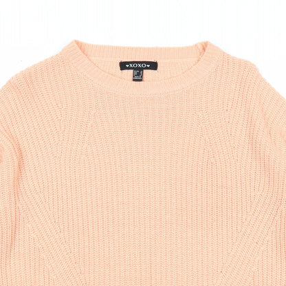 XOXO Womens Orange Round Neck Acrylic Pullover Jumper Size 10