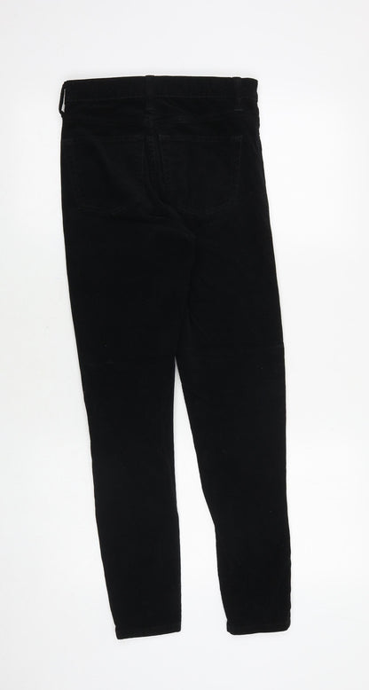 Topshop Womens Black Cotton Trousers Size 25 in Regular Zip