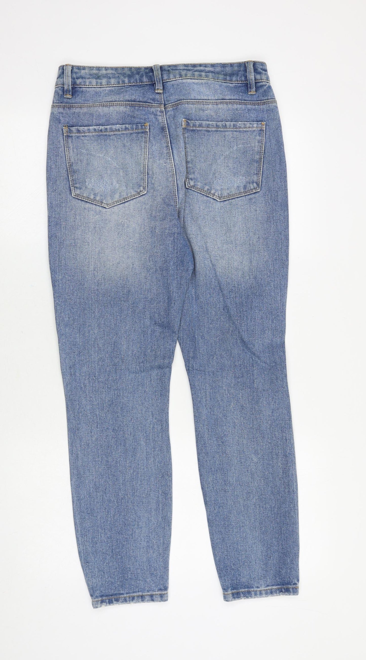 Denim & Co. Womens Blue Cotton Straight Jeans Size 10 Regular Zip