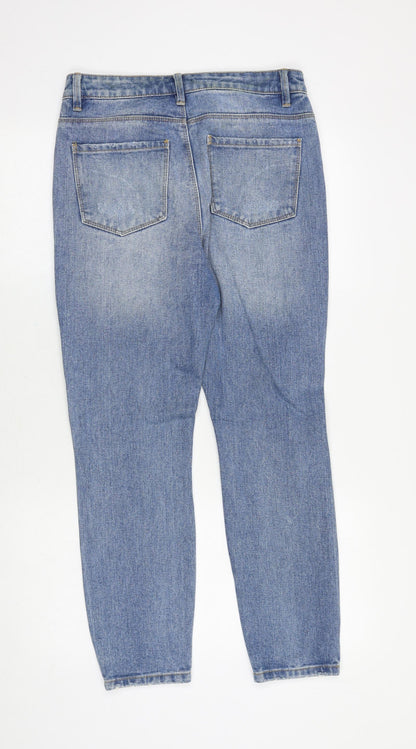 Denim & Co. Womens Blue Cotton Straight Jeans Size 10 Regular Zip