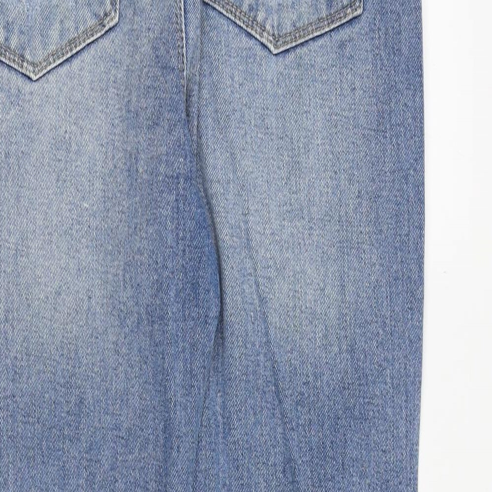 Denim & Co. Womens Blue Cotton Straight Jeans Size 10 Regular Zip