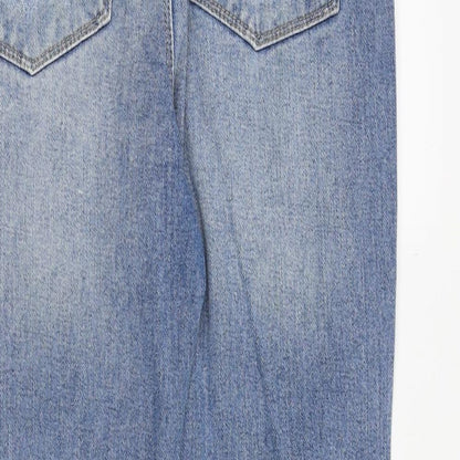 Denim & Co. Womens Blue Cotton Straight Jeans Size 10 Regular Zip