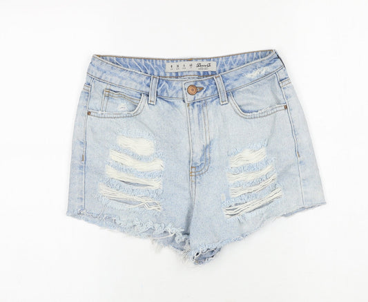 Denim & Co. Womens Blue Cotton Hot Pants Shorts Size 8 Regular Zip